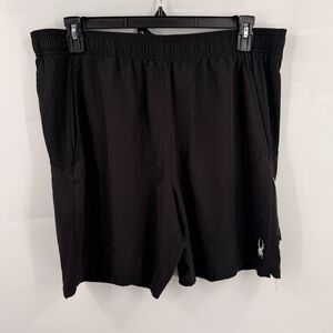 Spyder Shorts Mens XL Black Stretch Zip Pocket Active Running Athletic Workout